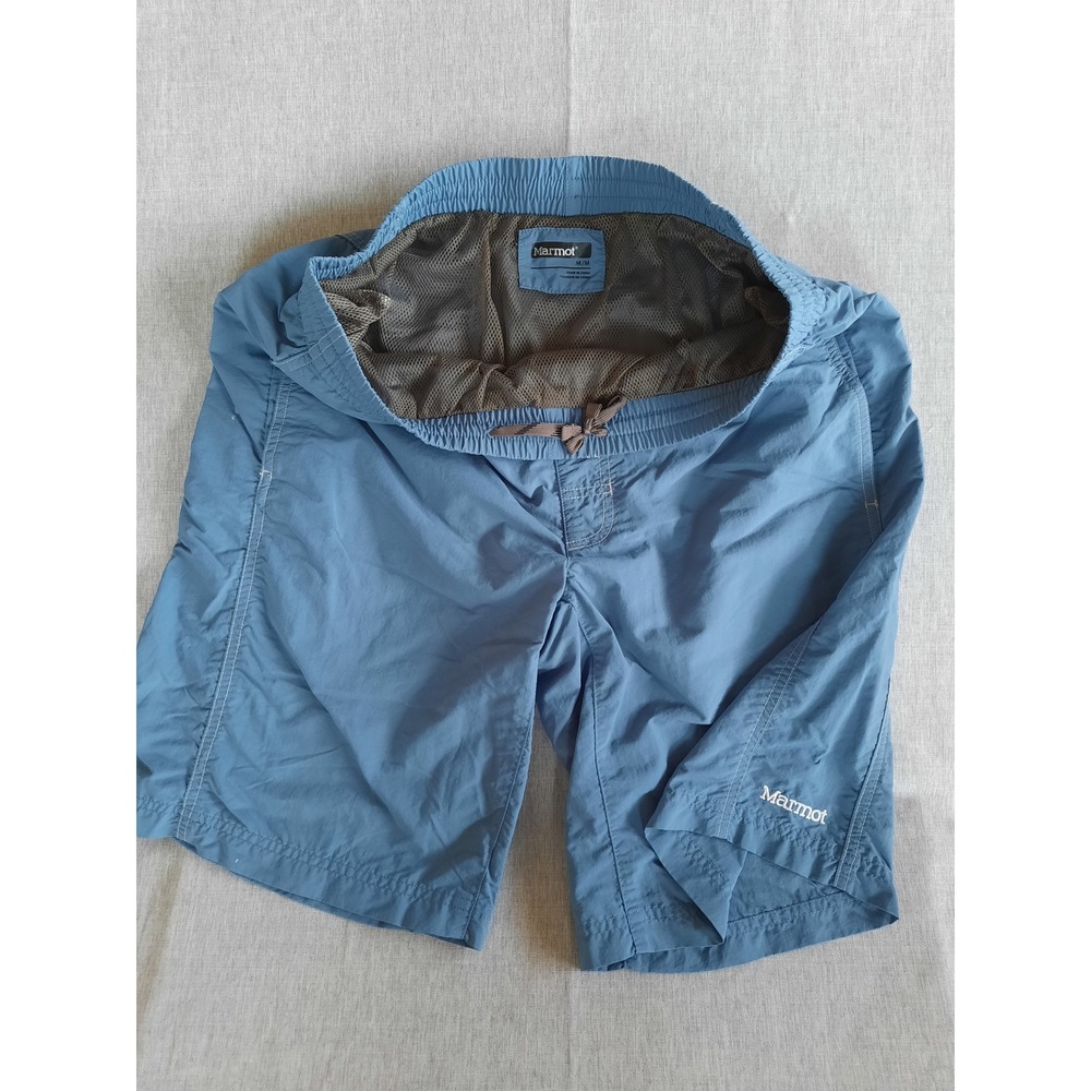 Marmot Men Medium Drawstring Stretch Waistband Sweat Pocket Swim Short Navy Blue